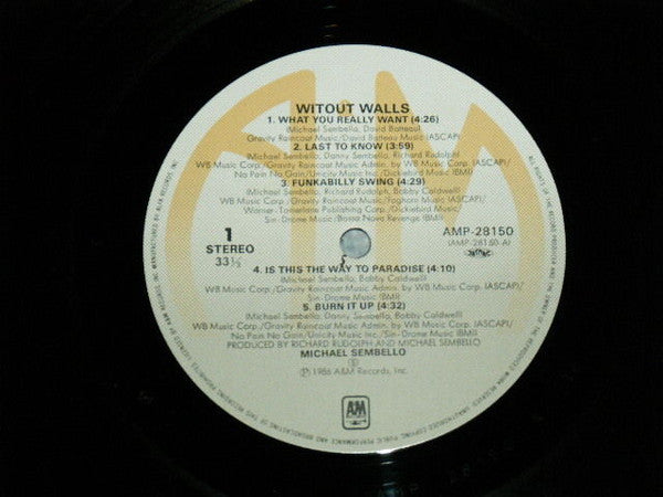 Michael Sembello - Without Walls (Vinyl, LP, Album) Very Good Plus (VG+) / Good Plus (G+)