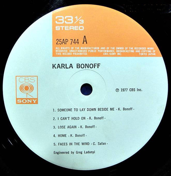 Karla Bonoff - Karla Bonoff (Vinyl, LP, Album, Stereo) Very Good Plus (VG+) / Very Good Plus (VG+)
