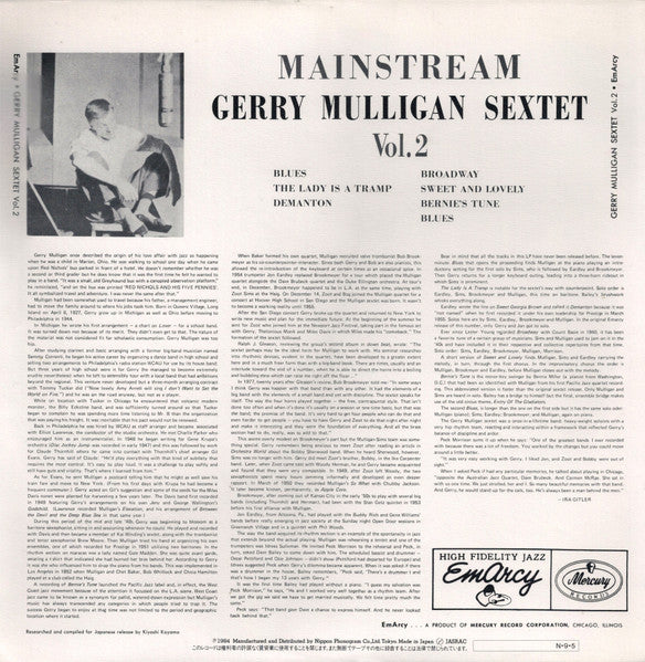 Gerry Mulligan And His Sextet - Mainstream Of Jazz Vol. 2 (Vinyl, LP, Album, Mono) Very Good Plus (VG+) / Very Good Plus (VG+)