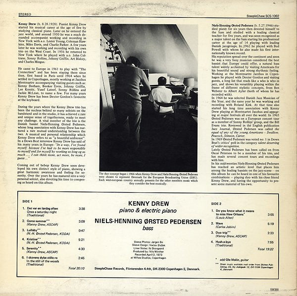 Kenny Drew - Duo (Vinyl, LP, Album) Very Good (VG) / Good (G)