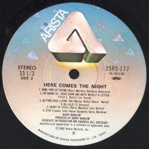 Barry Manilow - Here Comes The Night (Vinyl, LP, Album, Stereo) Very Good Plus (VG+) / Very Good Plus (VG+)