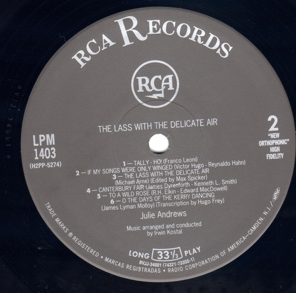 Julie Andrews - The Lass With The Delicate Air (Vinyl, LP, Album, Limited Edition, Mono) Very Good Plus (VG+) / Near Mint (NM or M-)