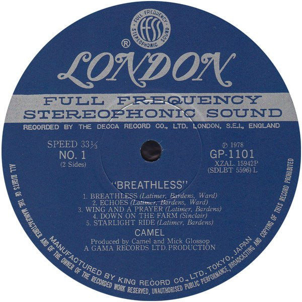Camel - Breathless (Vinyl, LP, Album)