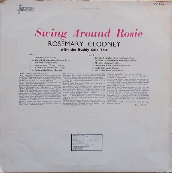 Rosemary Clooney - Swing Around Rosie (Vinyl, LP, Reissue, Stereo) Very Good Plus (VG+) / Very Good (VG)