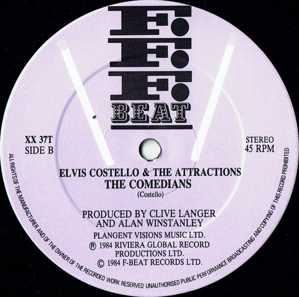 Elvis Costello & The Attractions - The Only Flame In Town (Vinyl, 12", 45 RPM, Single, Stereo) Very Good (VG) / Very Good (VG)