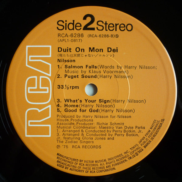 Harry Nilsson - Duit On Mon Dei (Vinyl, LP, Album) Very Good (VG) / Very Good (VG)