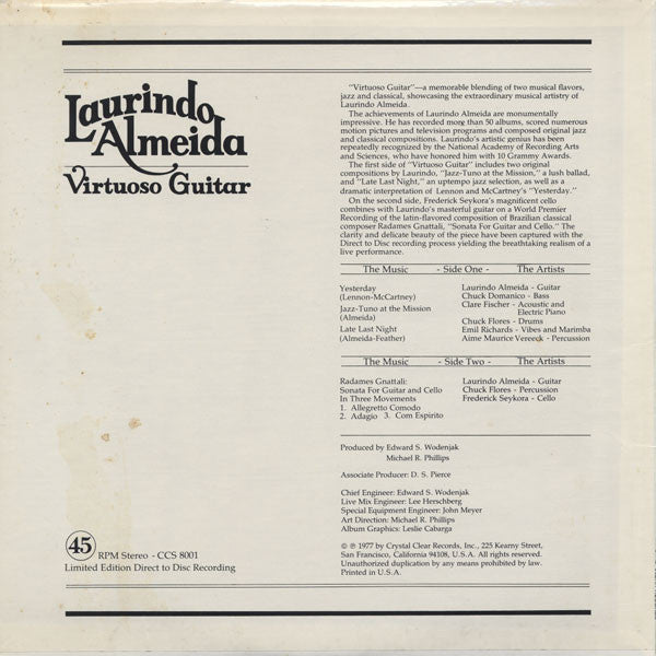 Laurindo Almeida - Virtuoso Guitar (Vinyl, LP, 45 RPM, Album, Limit...
