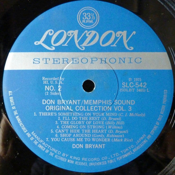 Don Bryant - Memphis Sounds Original Collection Vol. 3 (Vinyl, LP, Compilation) Very Good Plus (VG+) / Very Good (VG)