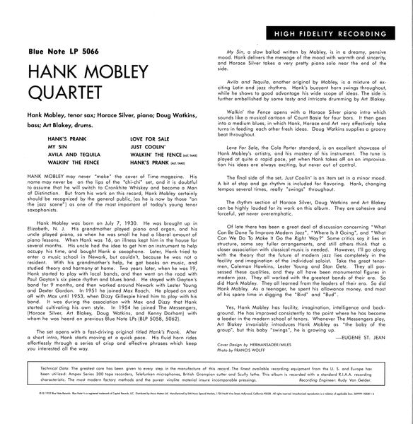 Hank Mobley Quartet - Hank Mobley Quartet (2xVinyl, 12", 45 RPM, Album, Limited Edition, Numbered, Reissue, Mono) Very Good (VG) / Near Mint (NM or M-)