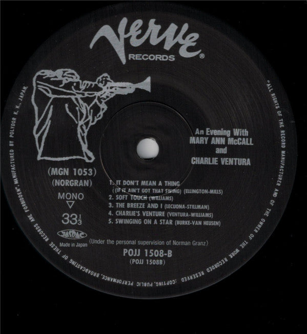Charlie Ventura - An Evening With Mary Ann McCall And Charlie Ventura (Vinyl, LP, Album, Limited Edition, Reissue, Mono) Near Mint (NM or M-) / Near Mint (NM or M-)