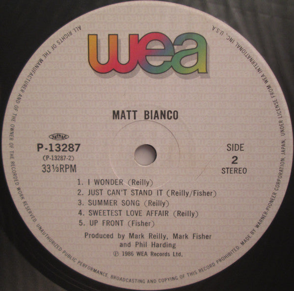 Matt Bianco - Matt Bianco (Vinyl, LP, Album) Very Good Plus (VG+) / Very Good Plus (VG+)