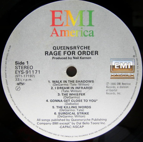 Queensrÿche - Rage For Order (Vinyl, LP, Album) Very Good Plus (VG+) / Good Plus (G+)