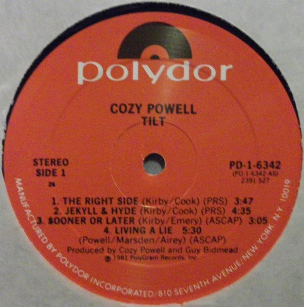 Cozy Powell - Tilt (Vinyl, LP, Album) Very Good Plus (VG+) / Very Good (VG)