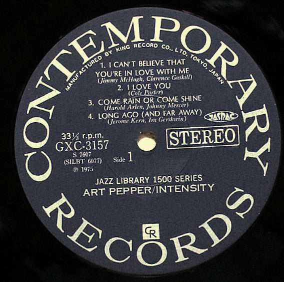 Art Pepper - Intensity (Vinyl, LP, Album, Reissue, Stereo) Near Mint (NM or M-) / Very Good Plus (VG+)