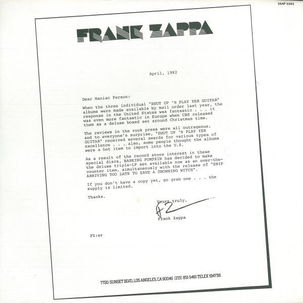 Frank Zappa - Ship Arriving Too Late To Save A Drowning Witch = フランク・ザッパのマル サンカク シカク (Vinyl, LP, Album) Very Good Plus (VG+) / Very Good Plus (VG+)
