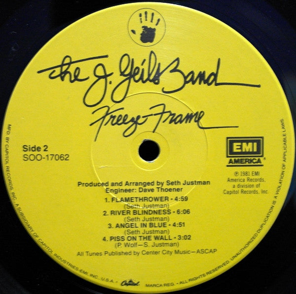 The J. Geils Band - Freeze-Frame (Vinyl, LP, Album, Stereo) Very Good (VG) / Very Good Plus (VG+)