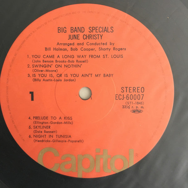 June Christy - Big Band Specials (Vinyl, LP, Album, Reissue, Stereo) Very Good Plus (VG+) / Very Good (VG)