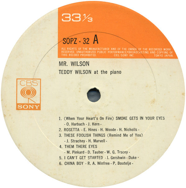 Teddy Wilson - Mr. Wilson (The Fabulous Teddy Wilson At The Piano) ...