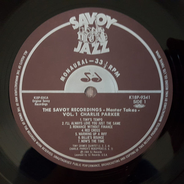 Charlie Parker - The Savoy Recordings Master Takes Vol.1 (Vinyl, LP, Compilation, Limited Edition, Mono) Very Good Plus (VG+) / Very Good (VG)