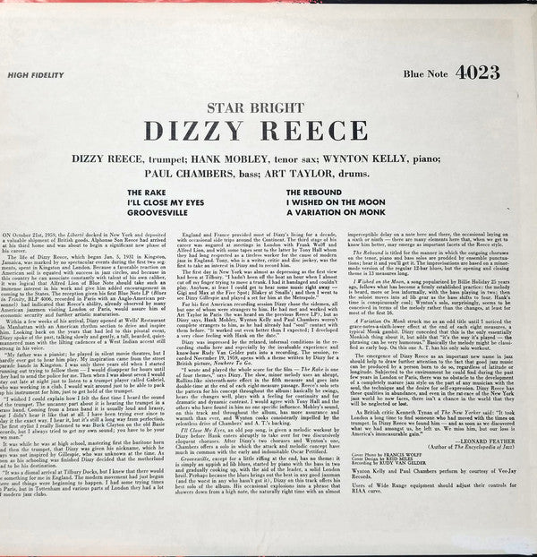 Dizzy Reece - Star Bright (Vinyl, LP, Album, Reissue, Mono) Very Good (VG) / Very Good (VG)
