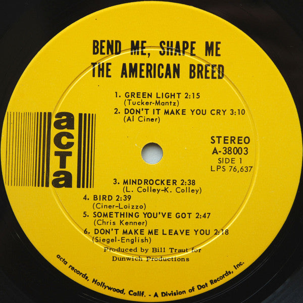 The American Breed - Bend Me, Shape Me (Vinyl, LP, Album, Stereo) Very Good (VG) / Good Plus (G+)