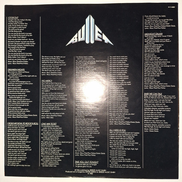 Bullet (17) - No Mercy (Vinyl, LP, Album) Very Good Plus (VG+) / Very Good Plus (VG+)