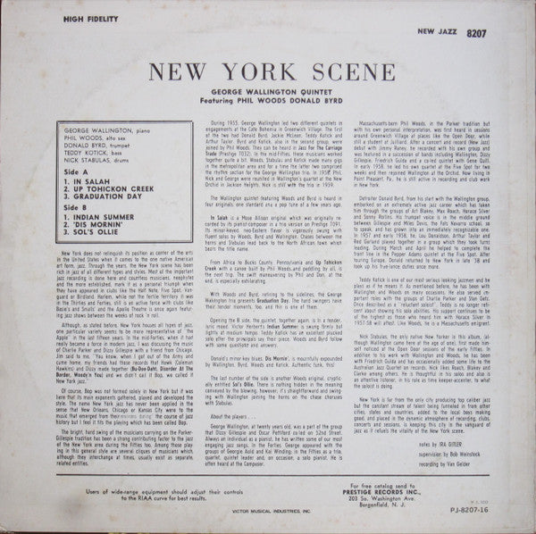 George Wallington Quintet - The New York Scene (Vinyl, LP, Album, Reissue, Mono) Very Good Plus (VG+) / Good Plus (G+)