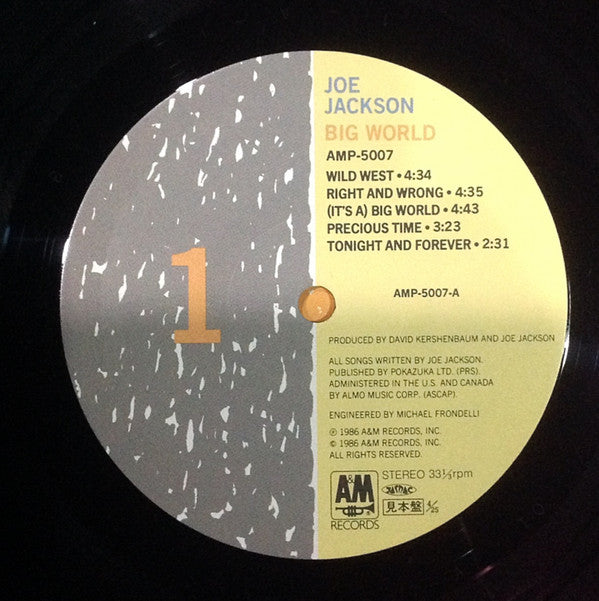 Joe Jackson - Big World (2xVinyl, LP, Album, Promo, Stereo) Very Good (VG) / Very Good (VG)