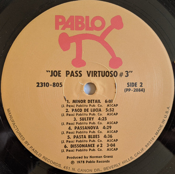 Joe Pass - Virtuoso #3 (Vinyl, LP, Album, Stereo) Very Good Plus (VG+) / Very Good Plus (VG+)