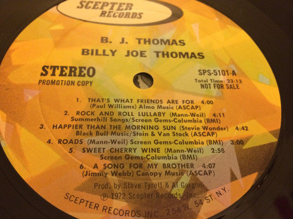 BJ Thomas - Billy Joe Thomas (Vinyl, LP, Album, Promo) Very Good (VG) / Very Good (VG)