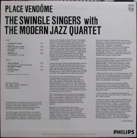 Les Swingle Singers - Place Vendôme (Vinyl, LP, Album, Limited Edition, Reissue) Very Good Plus (VG+) / Very Good Plus (VG+)