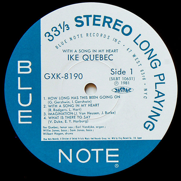 Ike Quebec - With A Song In My Heart (Vinyl, LP, Album, Reissue) Very Good Plus (VG+) / Good (G)