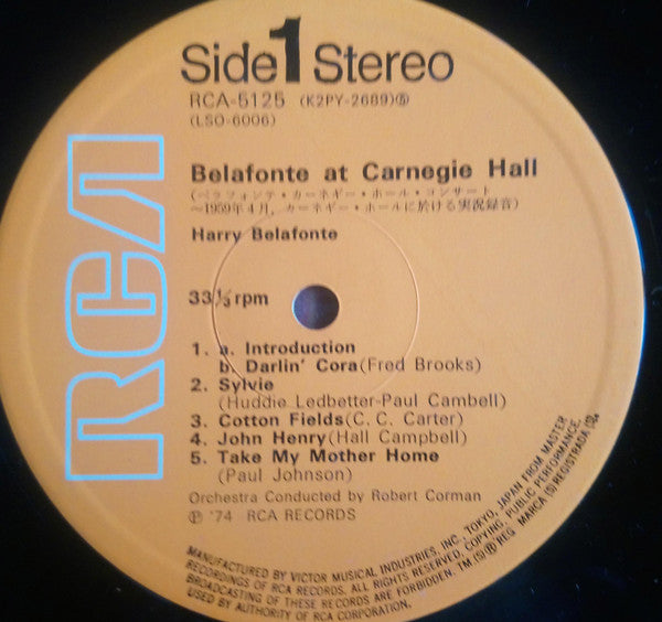 Harry Belafonte - Belafonte At Carnegie Hall: The Complete Concert (2xVinyl, LP, Album, Stereo) Very Good (VG) / Good Plus (G+)