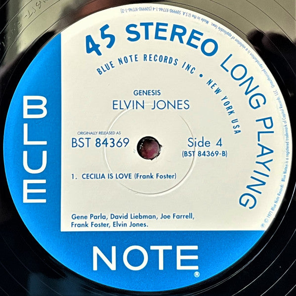 Elvin Jones - Genesis (2xVinyl, 12", 45 RPM, Album, Limited Edition, Numbered, Reissue, Remastered, Stereo) Very Good Plus (VG+) / Very Good Plus (VG+)