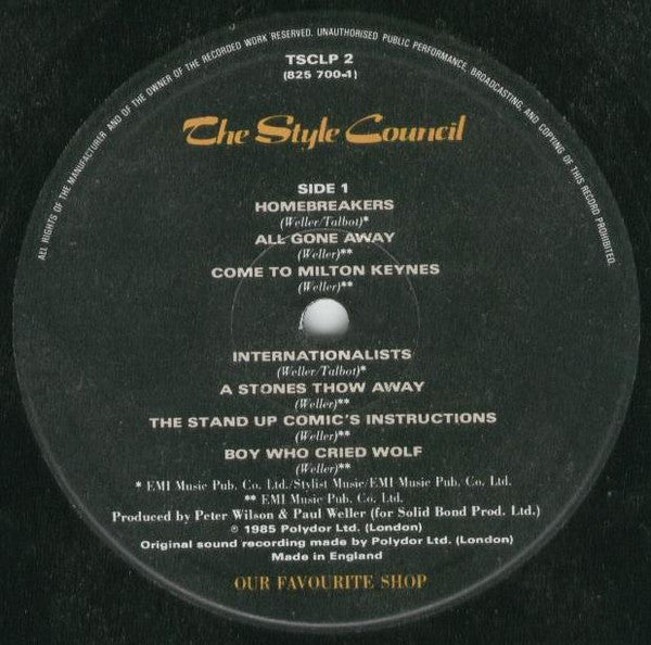 The Style Council - Our Favourite Shop (Vinyl, LP, Album) Very Good (VG) / Very Good (VG)