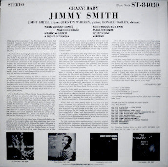 Jimmy Smith - Crazy! Baby (Vinyl, LP, Album, Reissue, Stereo) Near Mint (NM or M-) / Very Good Plus (VG+)