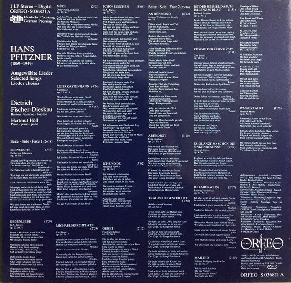 Hans Pfitzner - Lieder (Vinyl, LP, Stereo) Very Good Plus (VG+) / Very Good Plus (VG+)