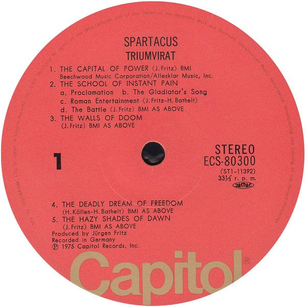 Triumvirat - Spartacus (Vinyl, LP, Album, Remastered) Very Good (VG) / Very Good (VG)