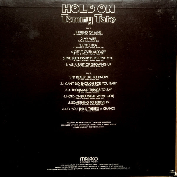Tommy Tate - Hold On (Vinyl, LP, Album) Near Mint (NM or M-) / Very Good Plus (VG+)