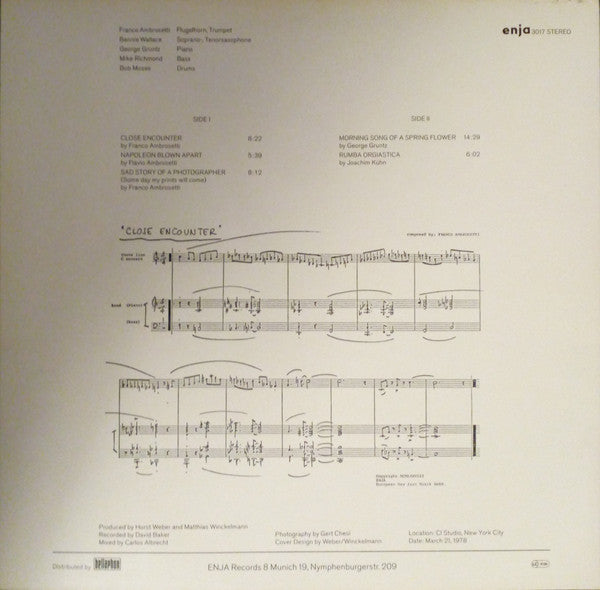 Franco Ambrosetti Quintet - Close Encounter (Vinyl, LP, Album, Stereo) Very Good Plus (VG+) / Very Good Plus (VG+)