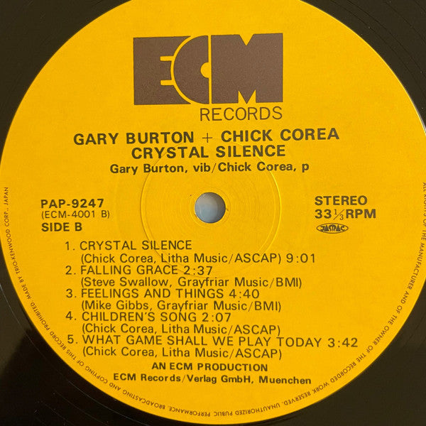 Gary Burton / Chick Corea - Crystal Silence (Vinyl, LP, Album, Reissue) Very Good Plus (VG+) / Very Good Plus (VG+)