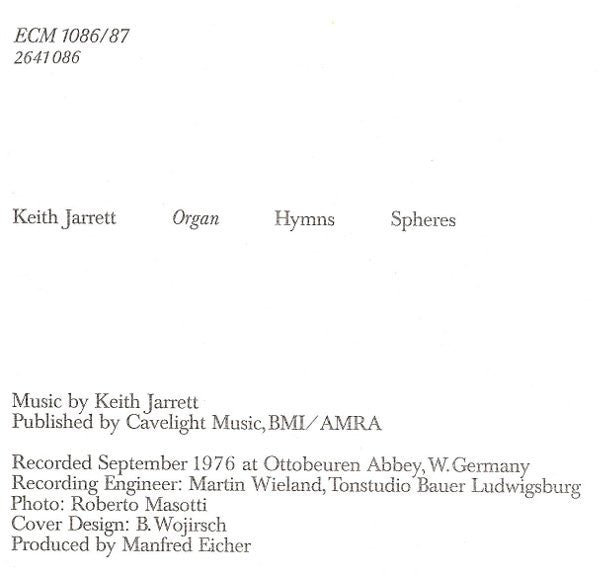 Keith Jarrett - Hymns Spheres (2xVinyl, LP, Album, Reissue, Stereo) Very Good Plus (VG+) / Very Good (VG)