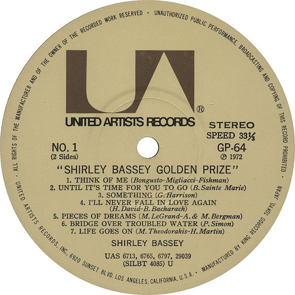 Shirley Bassey - Golden Prize (Vinyl, LP, Compilation, Stereo) Very Good Plus (VG+) / Very Good Plus (VG+)