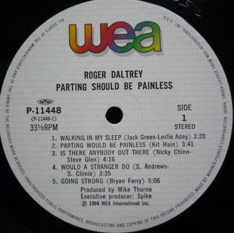 Roger Daltrey - Parting Should Be Painless (Vinyl, LP, Album) Very Good Plus (VG+) / Very Good (VG)