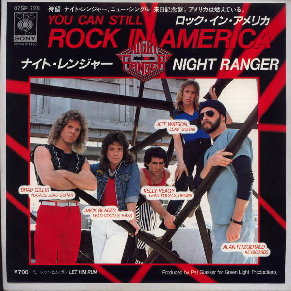 Night Ranger - (You Can Still) Rock In America / Let Him Run (Vinyl, 7", 45 RPM, Single) Near Mint (NM or M-) / Very Good Plus (VG+)
