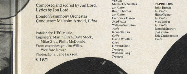 Jon Lord - Gemini Suite (Vinyl, LP, Album) Very Good (VG) / Very Good Plus (VG+)