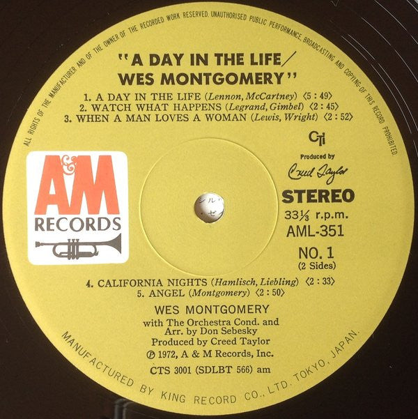 Wes Montgomery - A Day In The Life (Vinyl, LP, Album, Repress)