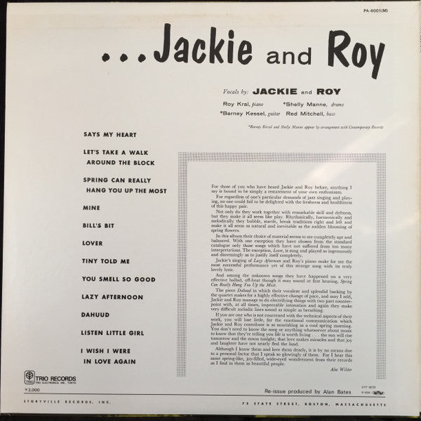 Jackie & Roy - Storyville Presents Jackie And Roy (Vinyl, LP, Reissue, Mono) Very Good Plus (VG+) / Very Good Plus (VG+)