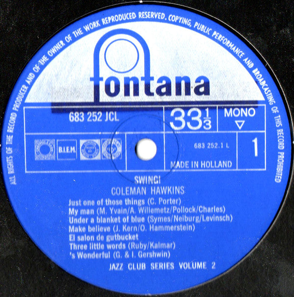 Coleman Hawkins - Swing! (Vinyl, LP, Compilation) Very Good (VG) / Very Good (VG)