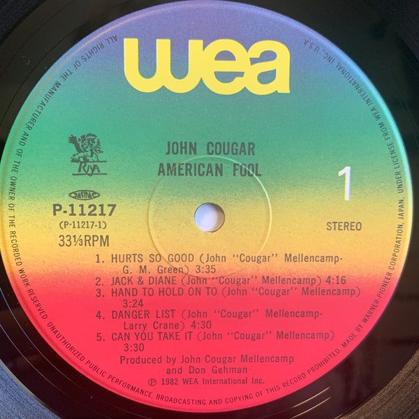 John Cougar Mellencamp - American Fool (Vinyl, LP, Album, Stereo)